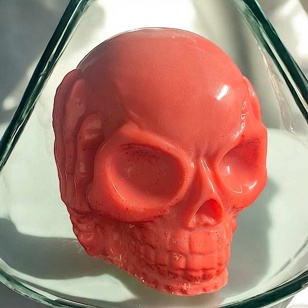 Cherry blossom XL Skull soap handmade 5x4in 13oz shea butter 100% plant base